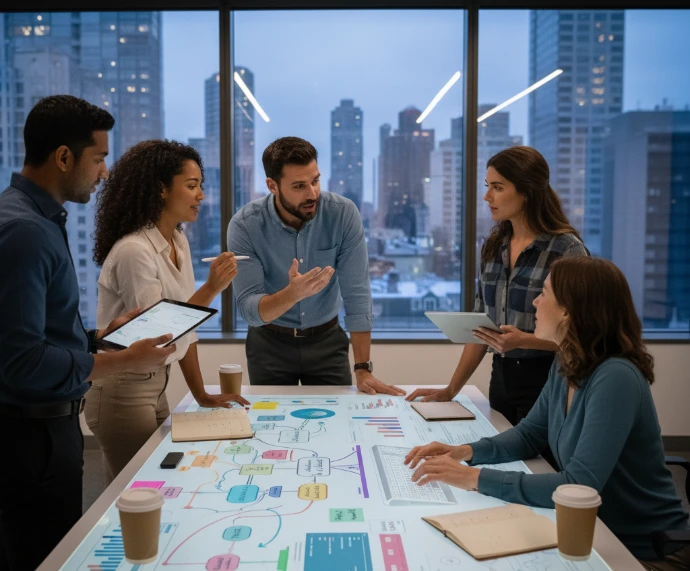 ntegrated ERP dashboard displaying real-time centralized data, key KPIs, and unified operational reporting for faster decision-making.